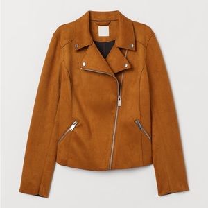 H&M faux suede tan biker moto jacket